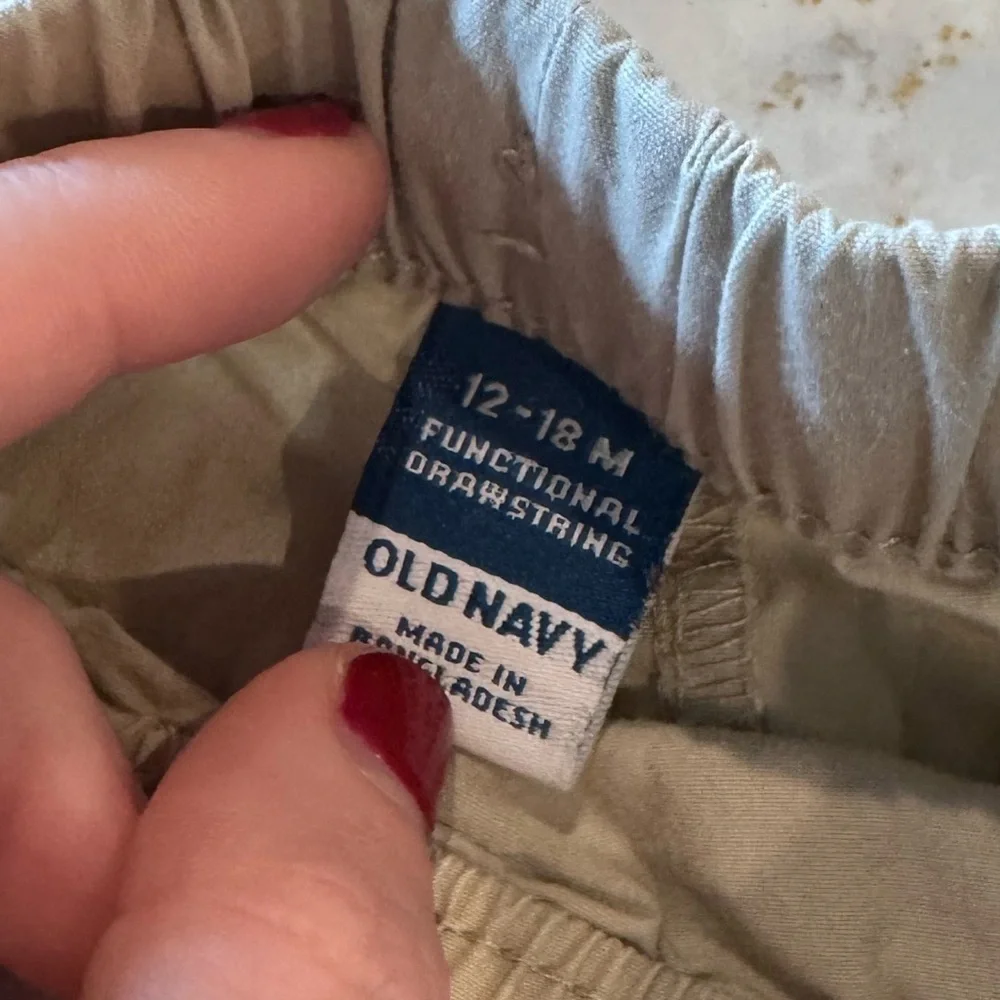 Old Navy 12-18M Charcoal and Tan Elastic Waist shorts